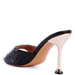French Cut Croc Texture Patent Faux Leather Sandals