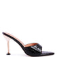 French Cut Croc Texture Patent Faux Leather Sandals