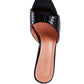 French Cut Croc Texture Patent Faux Leather Sandals
