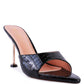 French Cut Croc Texture Patent Faux Leather Sandals