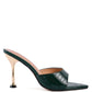 French Cut Croc Texture Patent Faux Leather Sandals