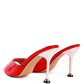 French Cut Croc Texture Patent Faux Leather Sandals