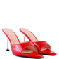 French Cut Croc Texture Patent Faux Leather Sandals
