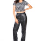 Faux Leather High Waist Straight Trousers