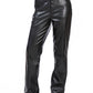 Faux Leather High Waist Straight Trousers