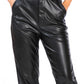 Faux Leather High Waist Straight Trousers