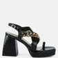 Frecklin Metal Chain Block Heel Sandals
