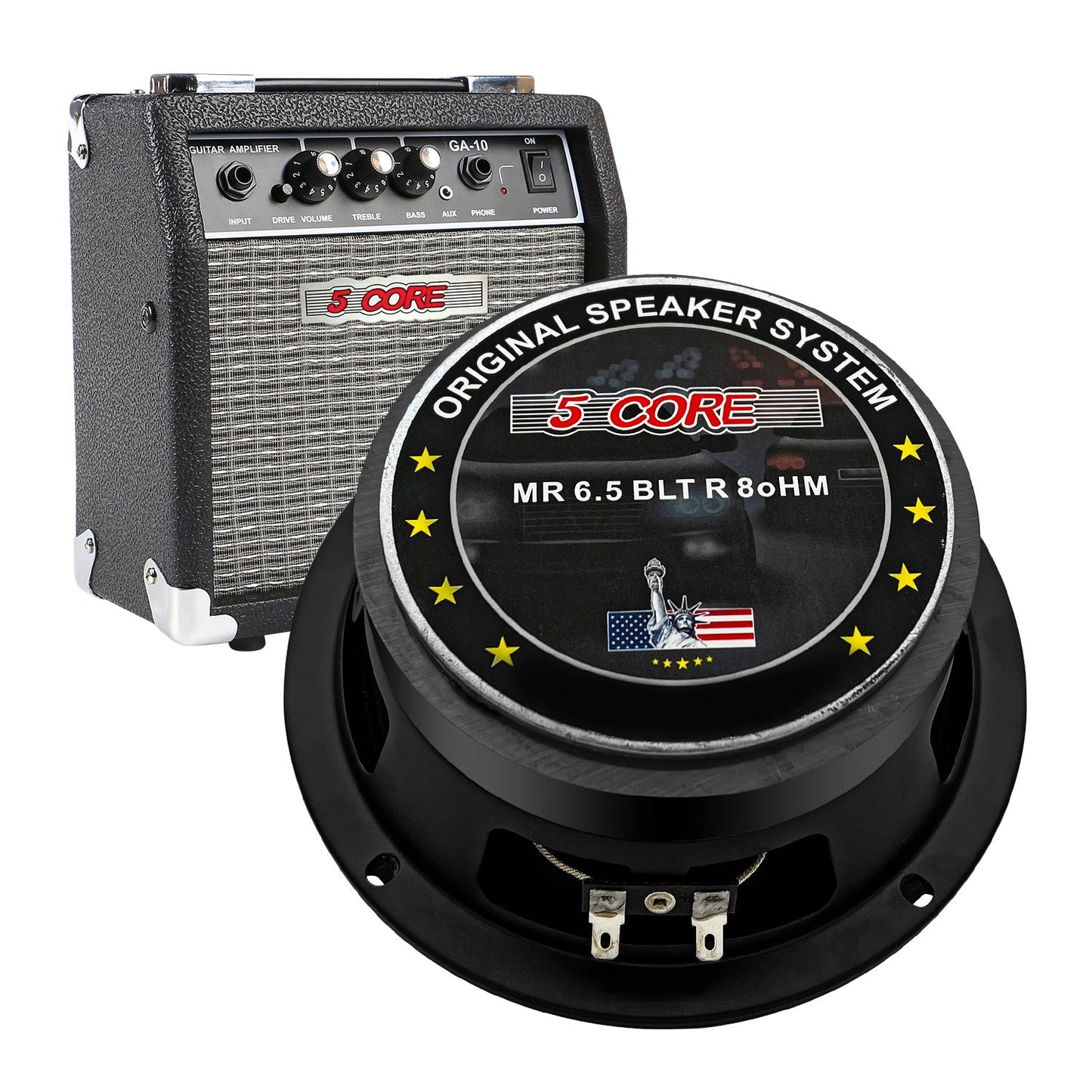 5Core 6.5 Inch Midrange Door Speaker 360W Subwoofer w Aluminum Bullet