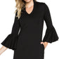 Gina Dress -  Bell sleeve shift dress with side slit pockets