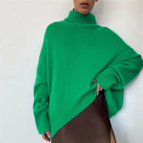 Turtleneck Solid Sweaters Pullover - Walbiz.com