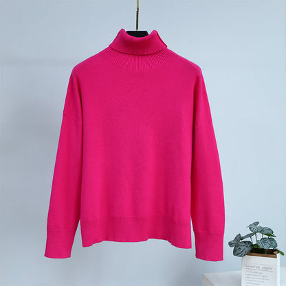 Turtleneck Solid Sweaters Pullover - Walbiz.com