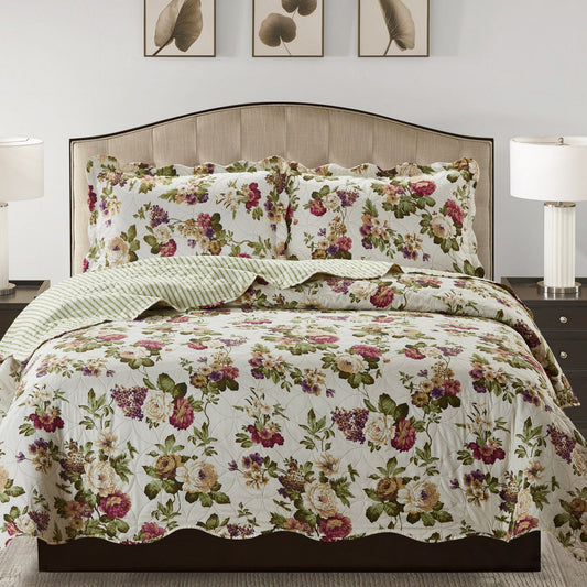 Jennifer 3 Piece Quilt Set - Green