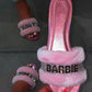 Pink Faux Fur Slides