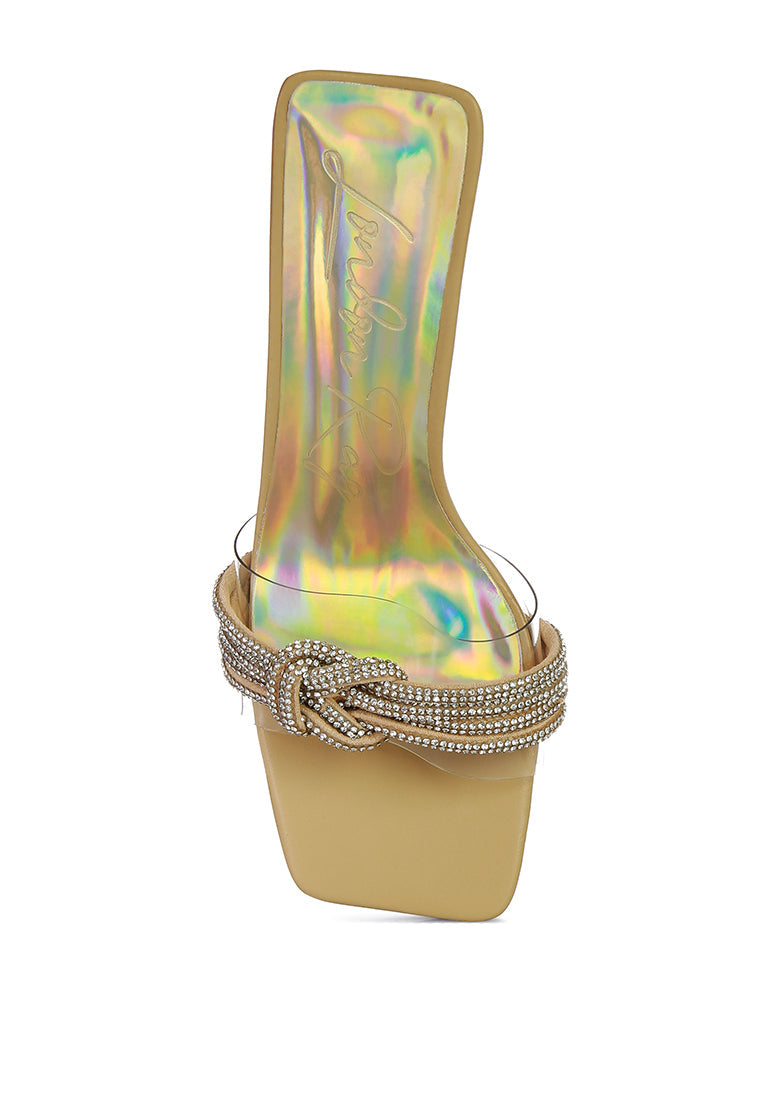 Hiorda Rhinestone Knotted Spool Heel Sandals