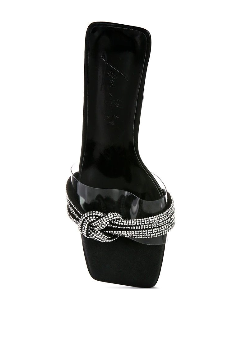 Hiorda Rhinestone Knotted Spool Heel Sandals
