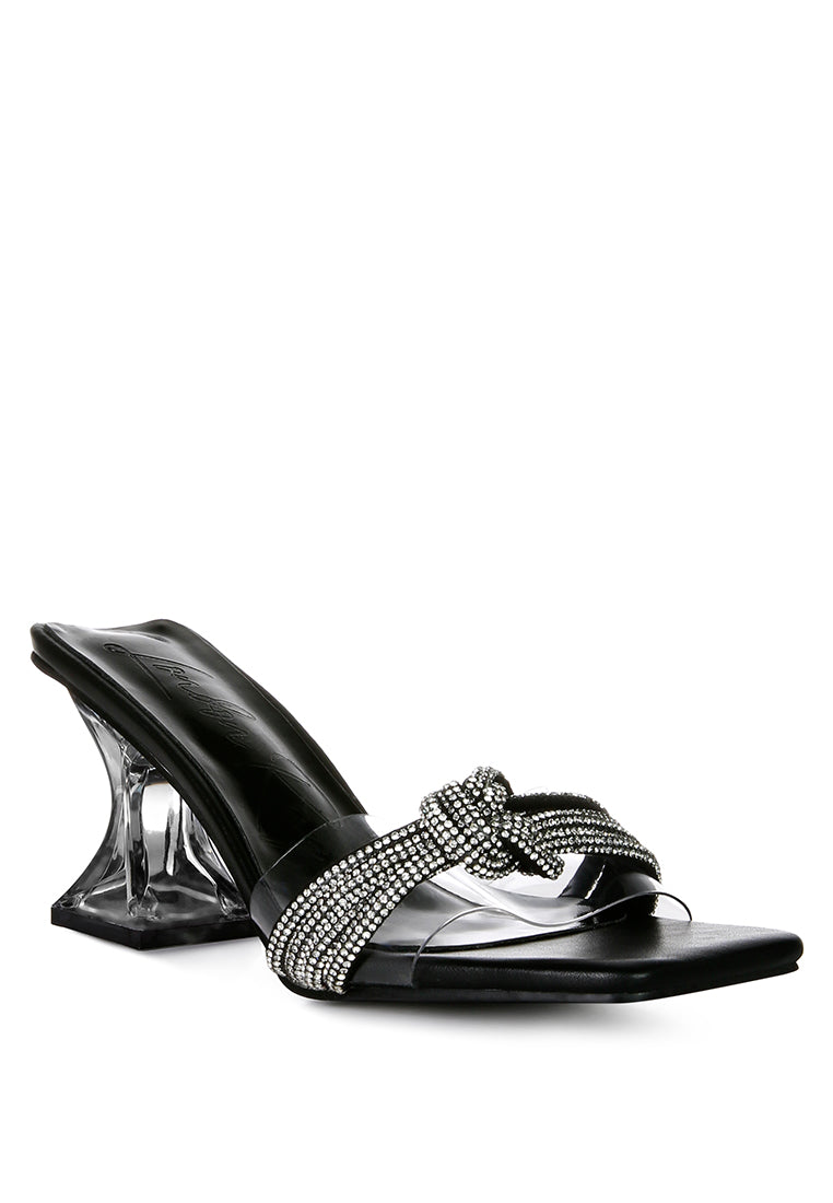 Hiorda Rhinestone Knotted Spool Heel Sandals