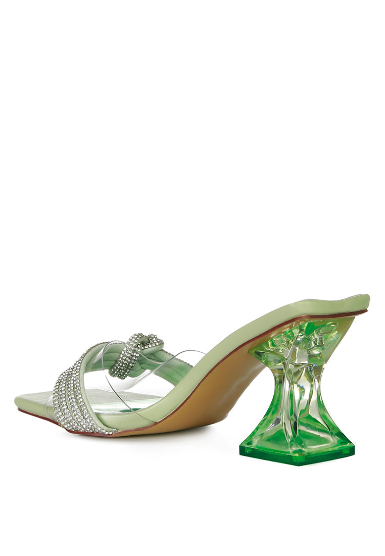 Hiorda Rhinestone Knotted Spool Heel Sandals
