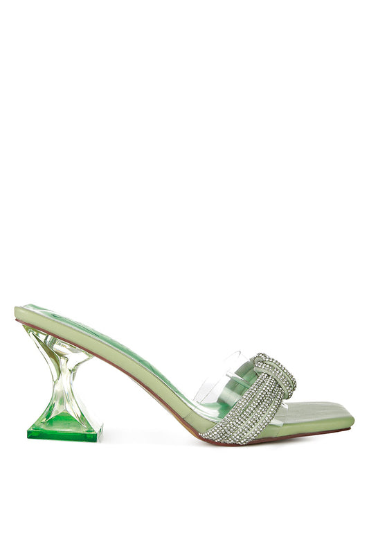 Hiorda Rhinestone Knotted Spool Heel Sandals