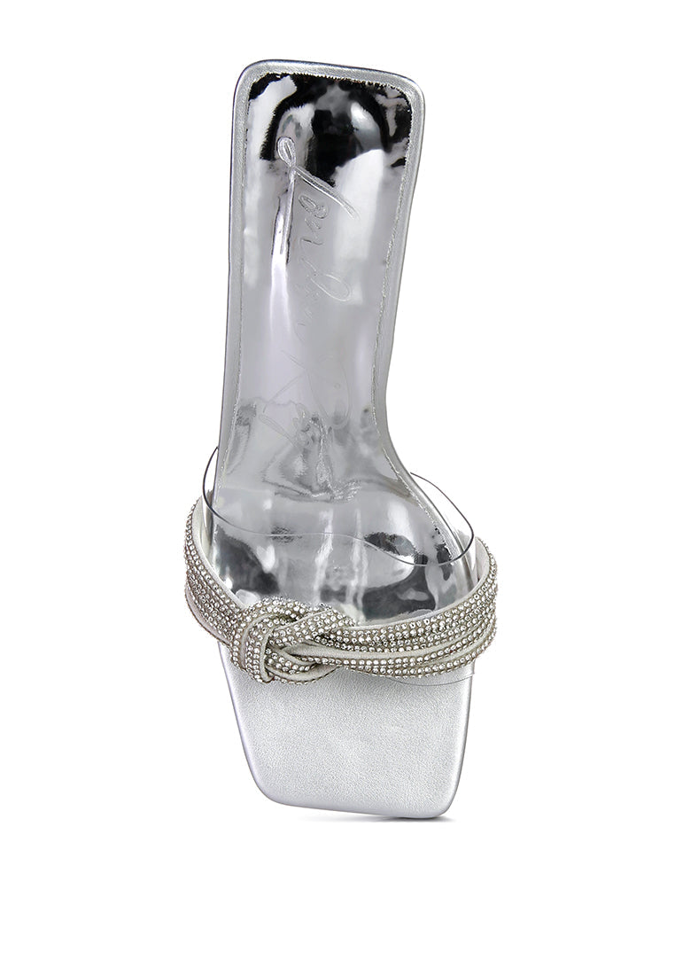 Hiorda Rhinestone Knotted Spool Heel Sandals