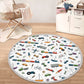 Plane-Car-Train Printed Kids Room Round Rug, Nursery Room Area Carpet,