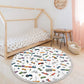 Plane-Car-Train Printed Kids Room Round Rug, Nursery Room Area Carpet,