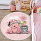 Teddy Bear Round Rug, Kids Room Decorative Area Carpet, Nursery Room