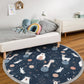 Animal Printed Area Carpet, Space Planet Circle Rug, Nursery Room