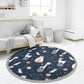 Animal Printed Area Carpet, Space Planet Circle Rug, Nursery Room