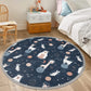 Animal Printed Area Carpet, Space Planet Circle Rug, Nursery Room