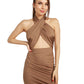 Halter Asymmetrical Ruched Dress