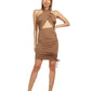 Halter Asymmetrical Ruched Dress