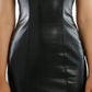 Halter Neck Faux Leather Bodycon Dress