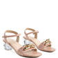 Icicle Clear Low Heel Metal Chain Sandals