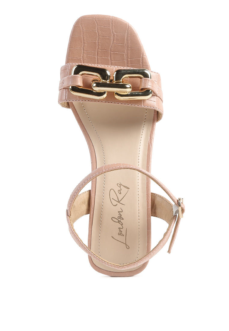 Icicle Clear Low Heel Metal Chain Sandals