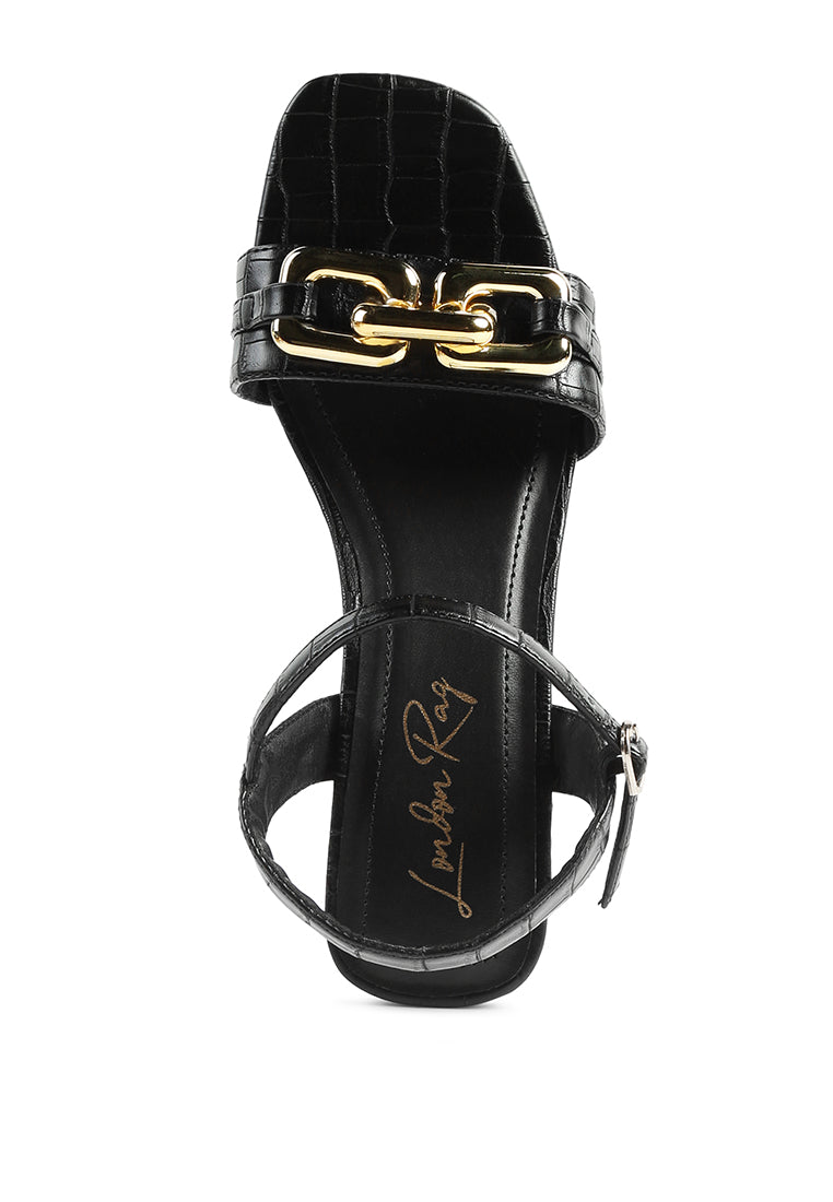 Icicle Clear Low Heel Metal Chain Sandals