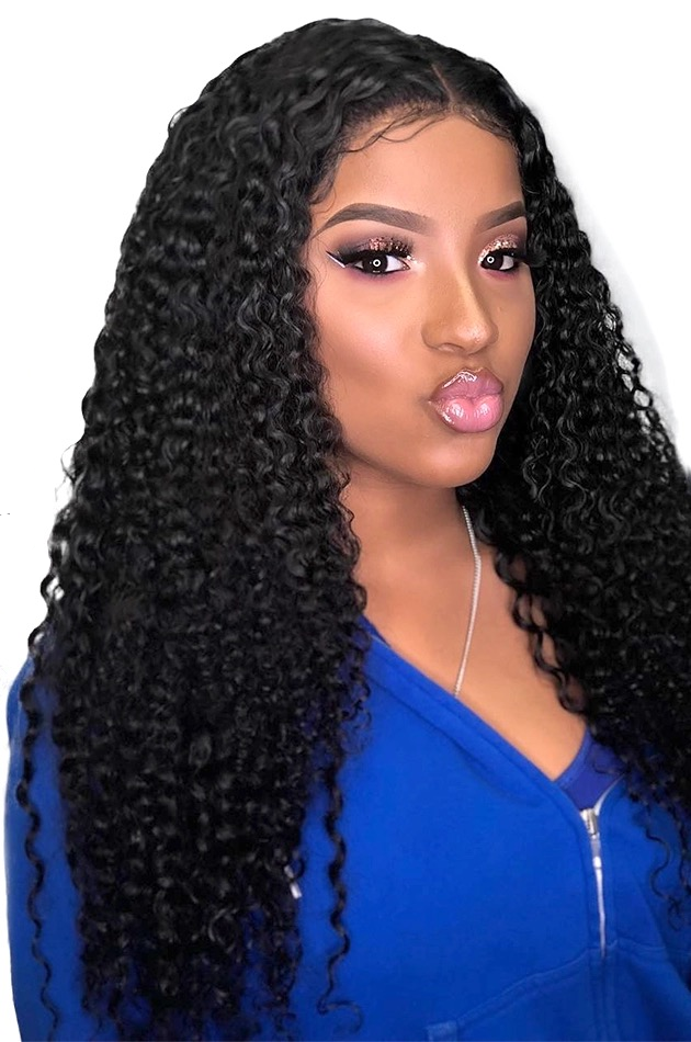 180% Density Full 4x4 Transparent Lace Front Kinky Curly Human Hair Wi - Walbiz.com