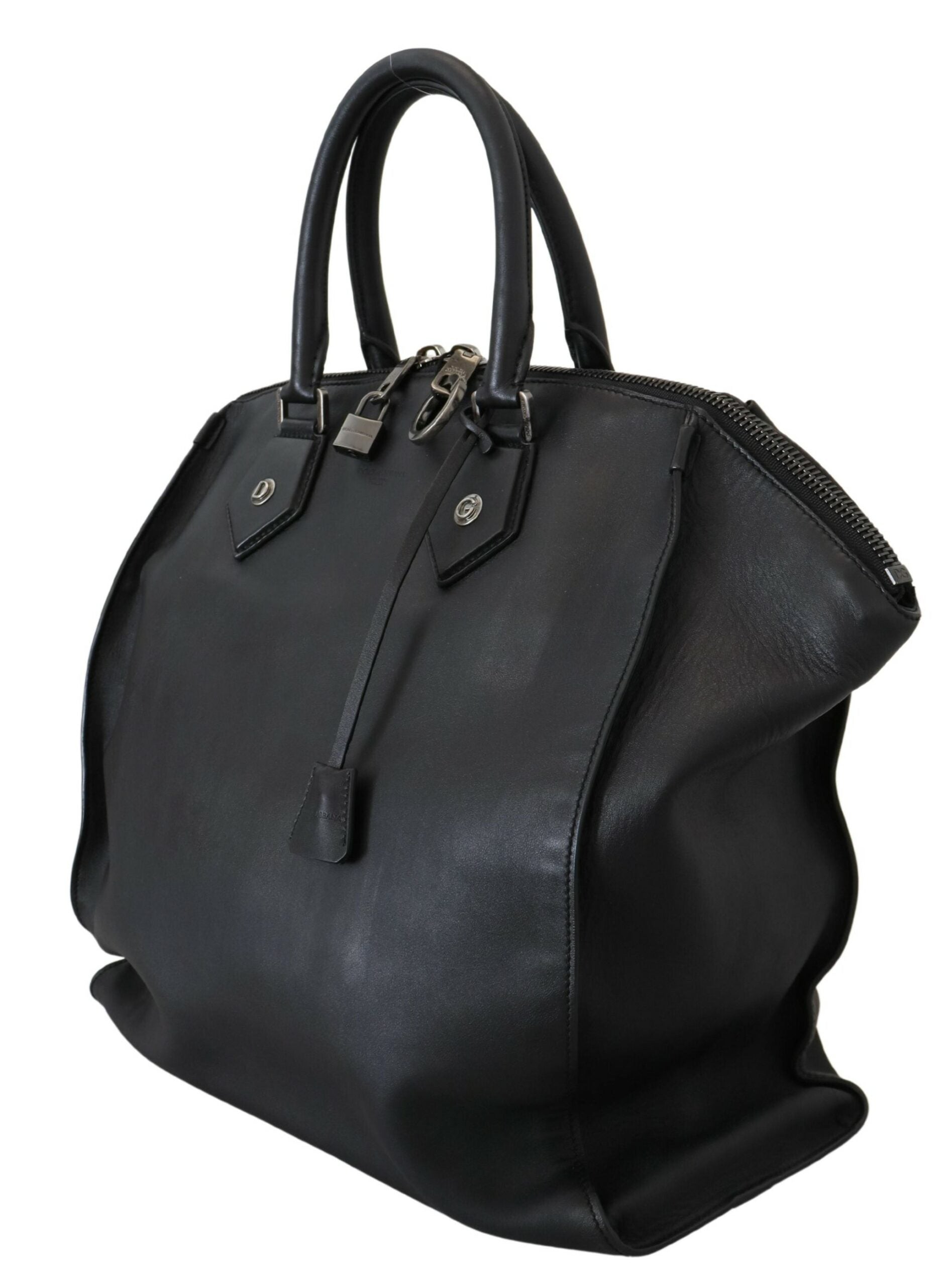 Dolce & Gabbana Black Leather Shoulder Strap Tote Hand Bag - Walbiz.com
