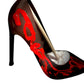 Satin Black Red Painter Heels