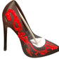 Satin Black Red Painter Heels