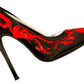 Satin Black Red Painter Heels
