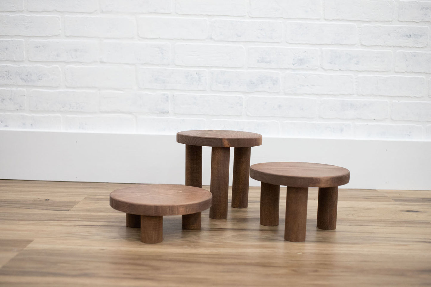 Pedestal Plant Stands, Set of 3 Wood Risers