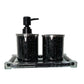 Soap Dispenser and Toothbrush Holder with Tray, Black Crushed Diamond