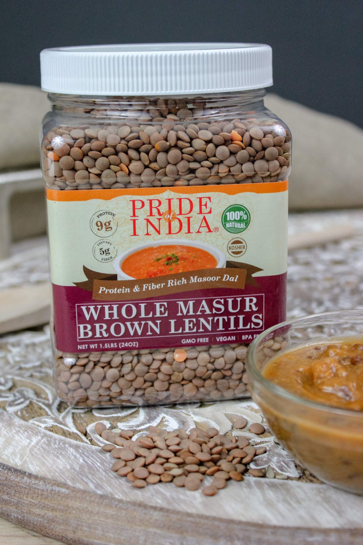 Indian Whole Brown Crimson Lentils - Protein & Fiber Rich Masoor Whole