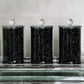 Three Glass Canister Set on a Tray, Black Crushed Diamond Glass