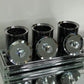 Three Glass Canister Set on a Tray, Black Crushed Diamond Glass