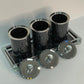 Three Glass Canister Set on a Tray, Black Crushed Diamond Glass
