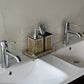 Square Soap Dispenser and Toothbrush Holder with Tray, Gold Crushed
