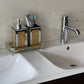 Square Soap Dispenser and Toothbrush Holder with Tray, Gold Crushed