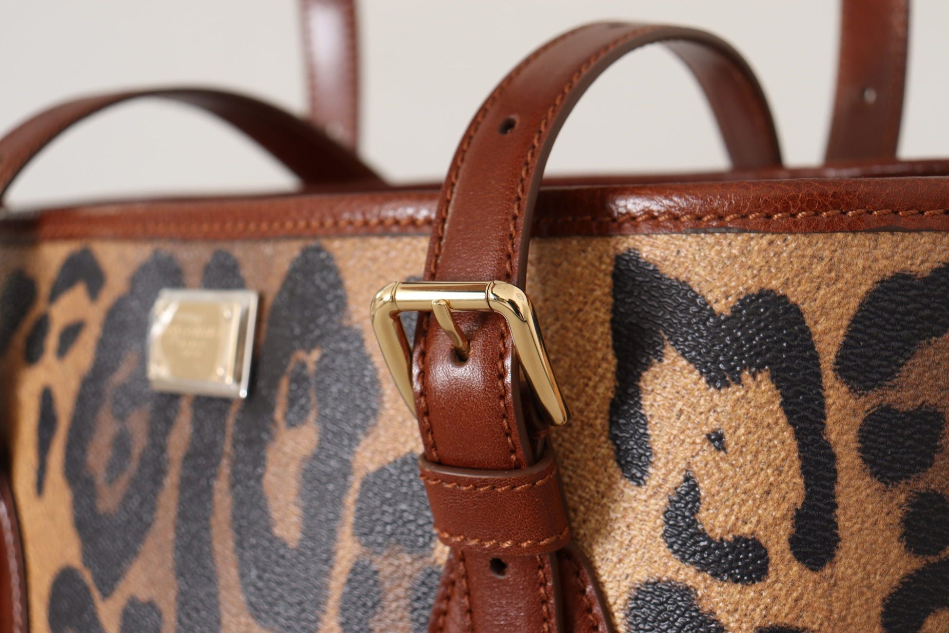 Dolce & Gabbana Brown Leopard Pattern Shopping Tote Hand Bucket Purse - Walbiz.com
