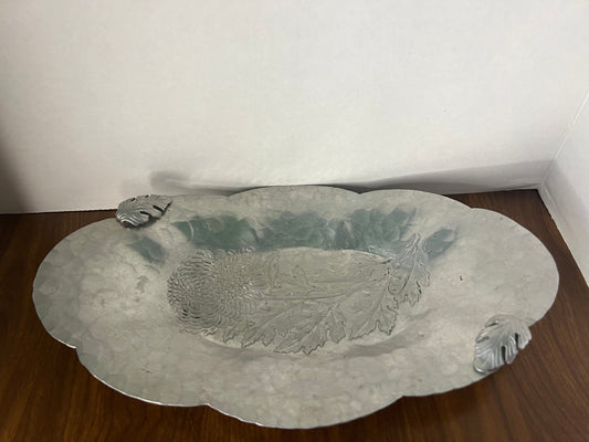 Continental Hall Mark Hand Wrought Aluminum Chrysanthemum Tray #572 50